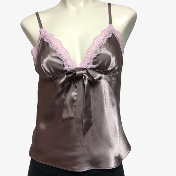 La Senza Lingerie Dark Taupe & Pink Satin Camisole Size Med - Picture 1 of 9